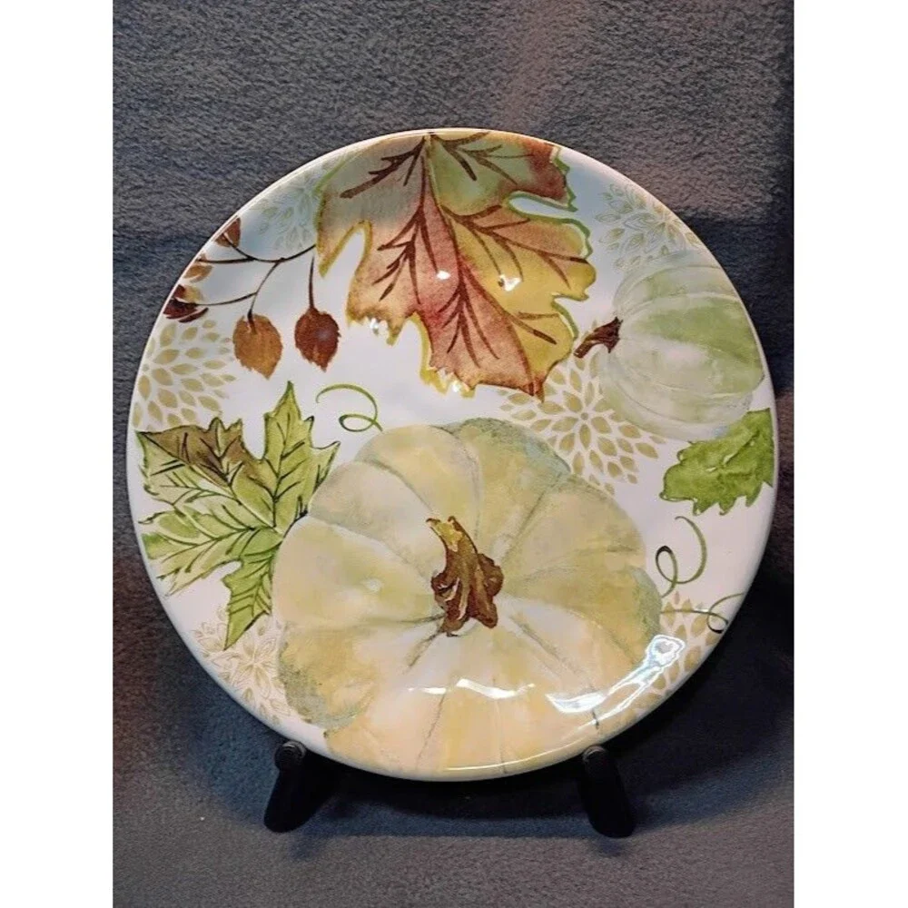 Set/2 Robert Stanley Harvest Pumpkin Salad Dessert Plates Fall Thanksgiving 1C